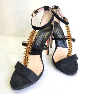 Charles & Keith Collection  Suede gold Fishbone style front Sandals